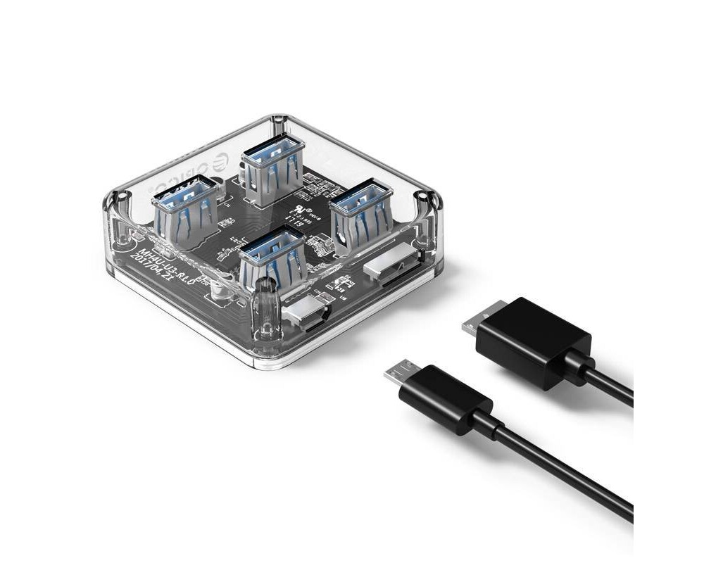 USB хъб Orico USB3.0 HUB 4 port transparent - MH... 3
