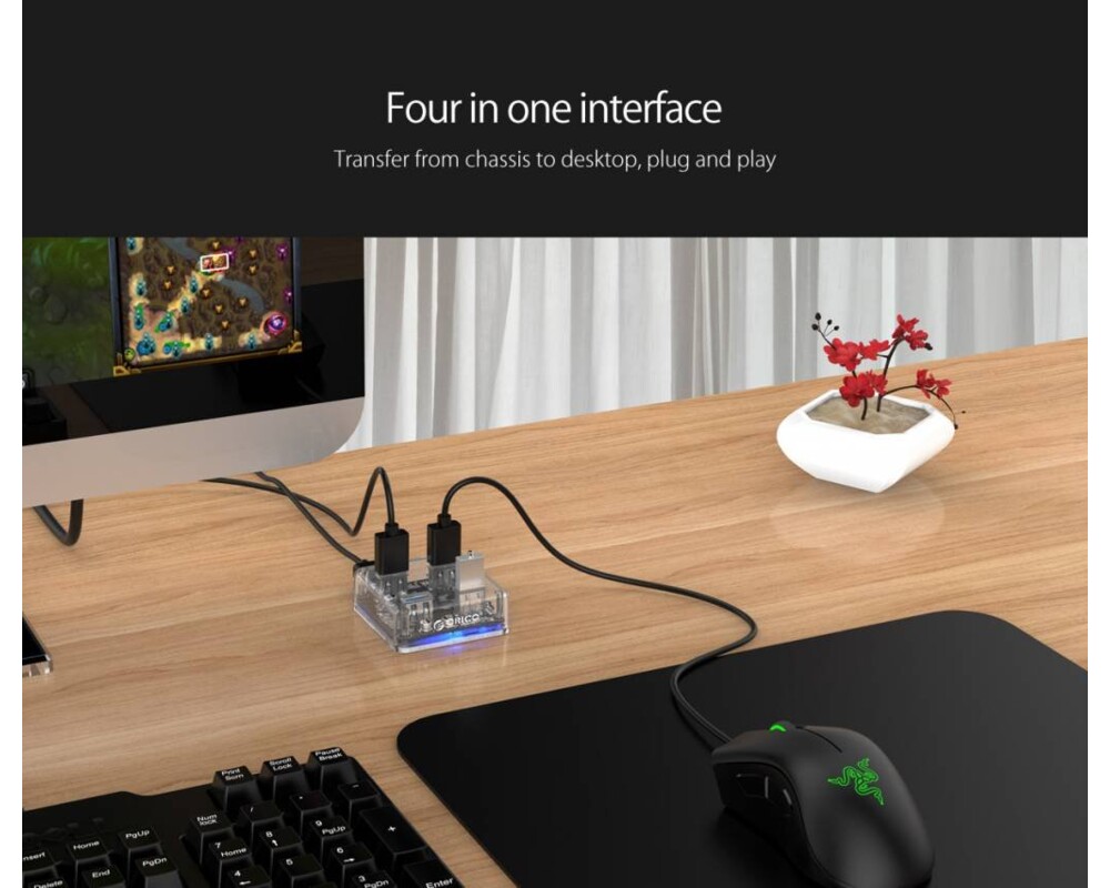 USB хъб Orico USB3.0 HUB 4 port transparent - MH... 8