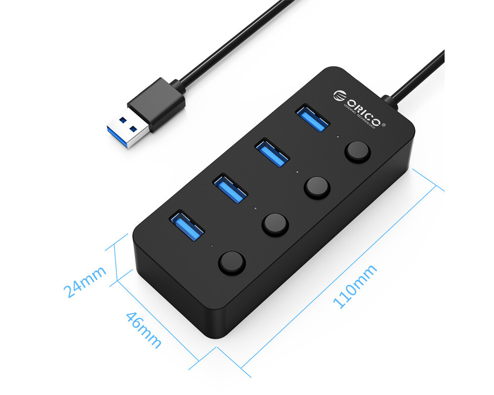 USB хъб Orico хъб USB3.0 HUB 4 port black 4