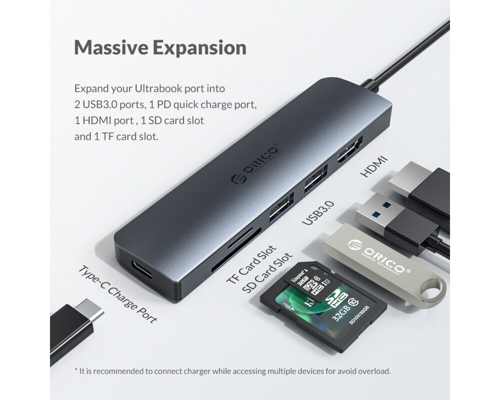 Докинг станция Orico Docking Station Type-C Power Distribution 3.0 100W - Card Reader 8