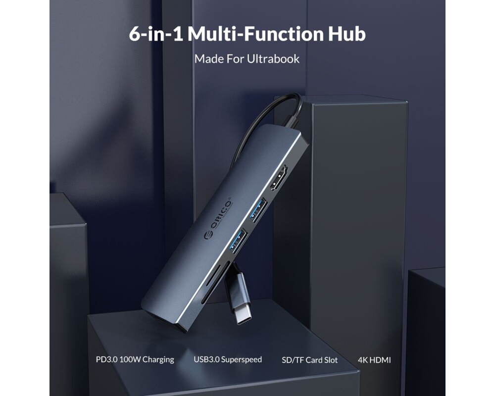 Докинг станция Orico Docking Station Type-C Power Distribution 3.0 100W - Card Reader 7