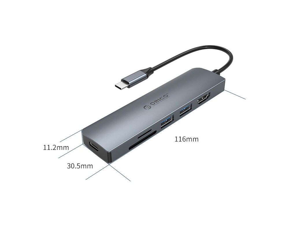 Докинг станция Orico Docking Station Type-C Power Distribution 3.0 100W - Card Reader 6