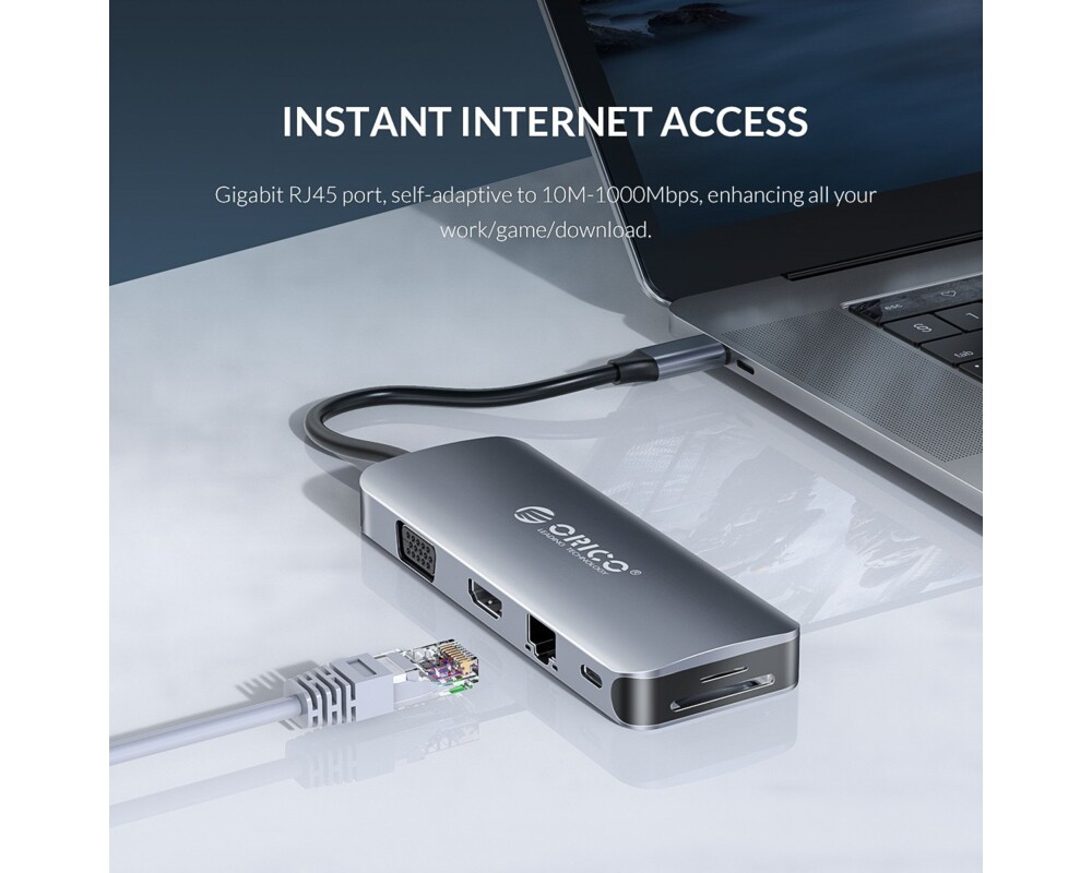 Докинг станция Orico Docking Station Type-C Power Distribution 3.0 100W - LAN 11