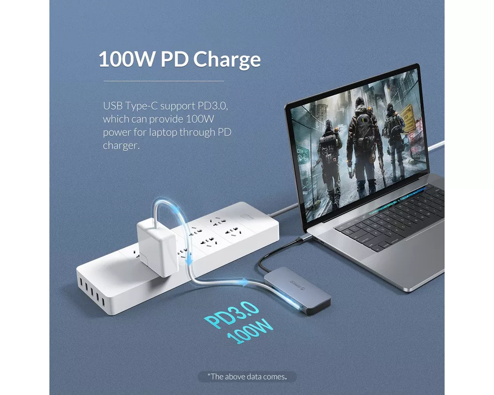 Докинг станция Orico Docking Station Type-C Power Distribution 3.0 100W - LAN 8