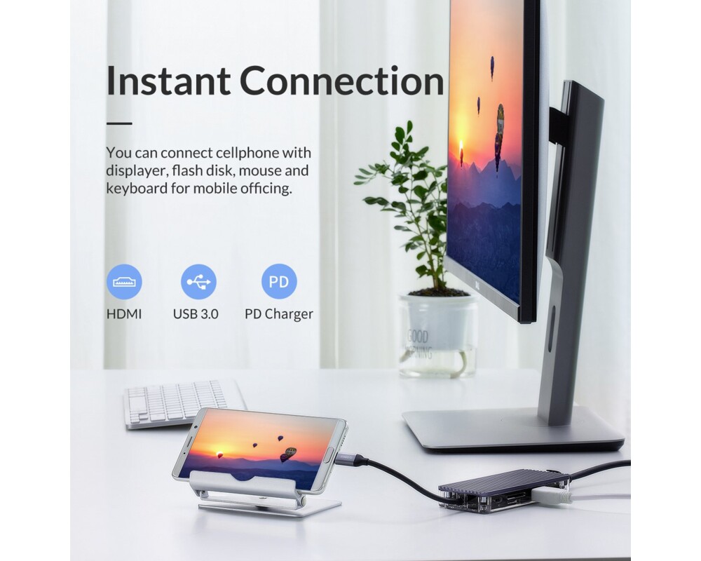 Докинг станция Orico Type-C Docking Station Power Distribution 3.0 100W - HDMI 19