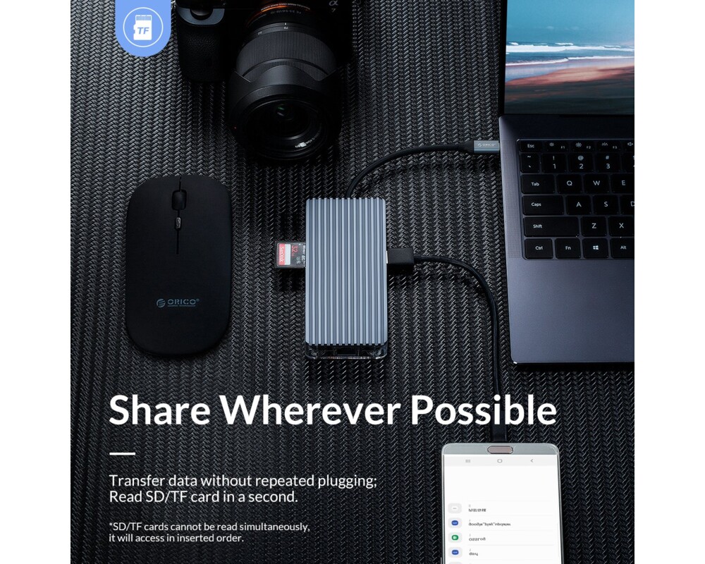 Докинг станция Orico Type-C Docking Station Power Distribution 3.0 100W - HDMI 13