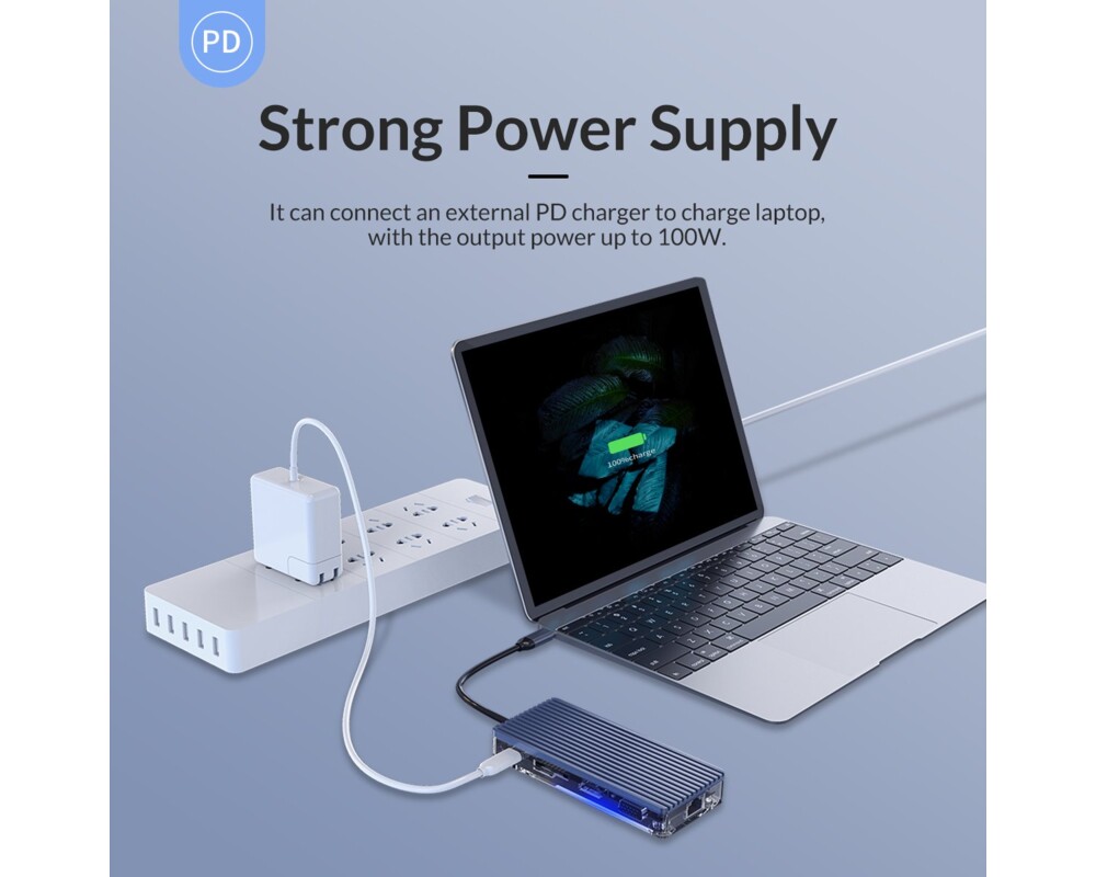 Докинг станция Orico Type-C Docking Station Power Distribution 3.0 100W - HDMI 11