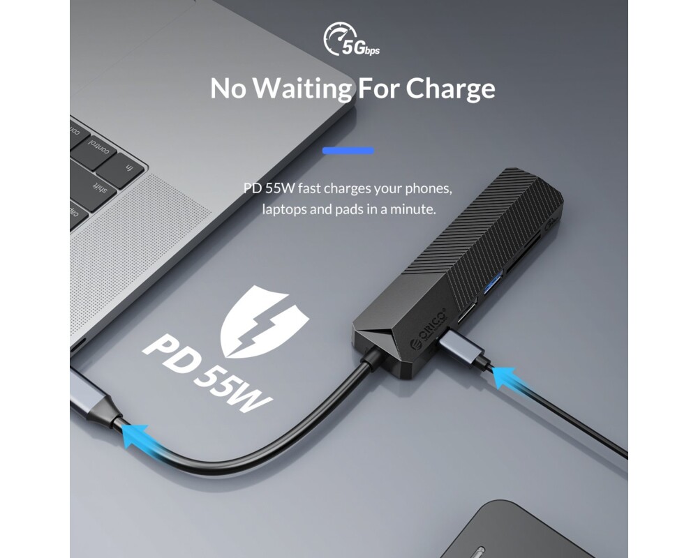 Докинг станция Orico Docking Station Type-C 4-in-1 Power Distribution 55W - MDK-4P Black - HDMI 7