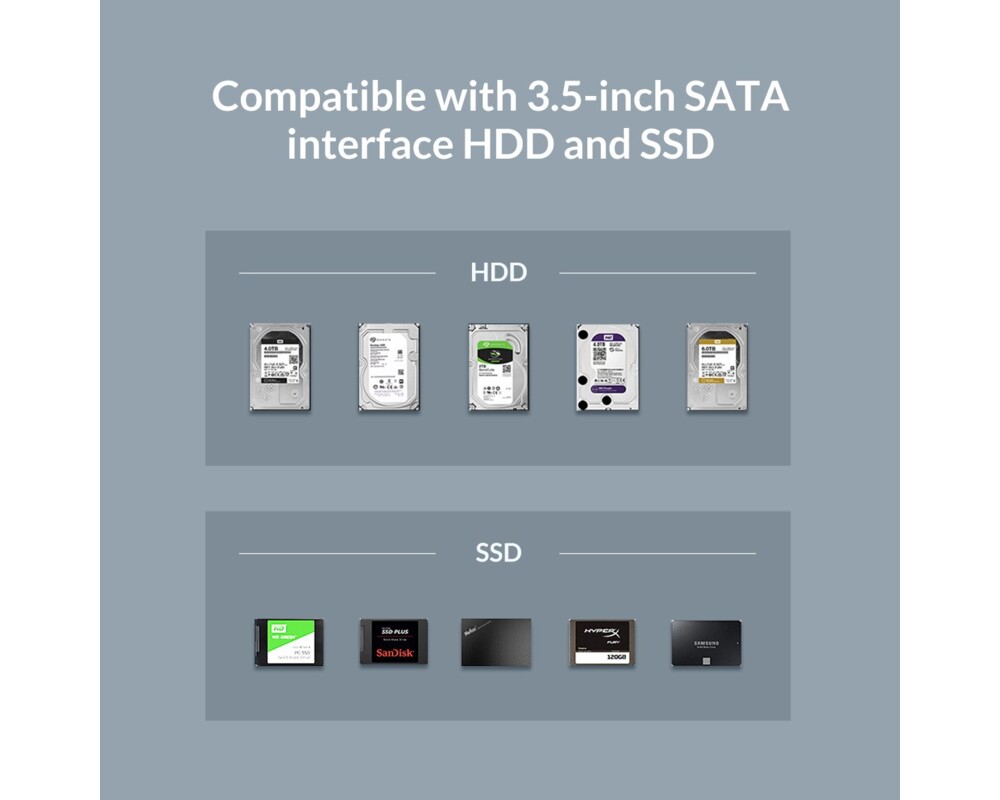 Аксесоар за съхранение Orico докинг станция Storage - HDD/SSD Dock - 2.5 and 3.5 inch Type-C 16