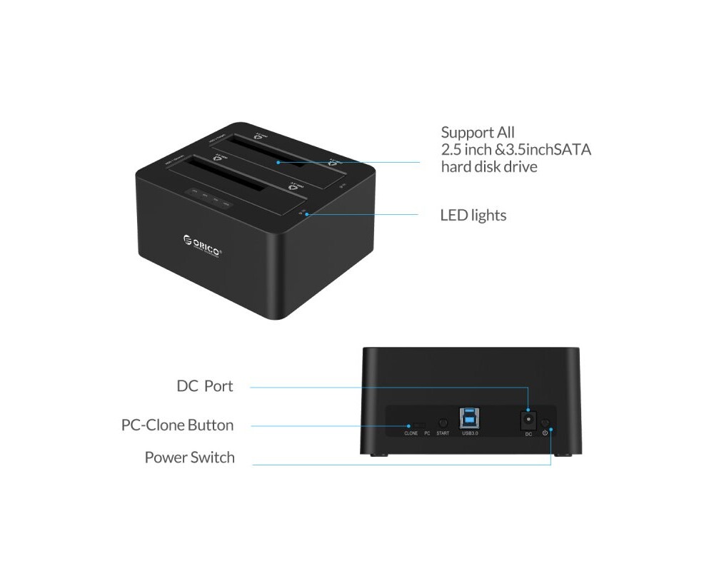 Аксесоар за съхранение Orico докинг станция Storage - HDD/SSD D... 4