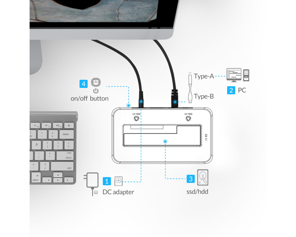 Аксесоар за съхранение Orico докинг станция Storage - HDD/SSD D... 4