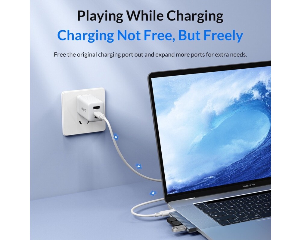 USB хъб Orico USB3.0/2.0 HUB 3 port TYPE C 6