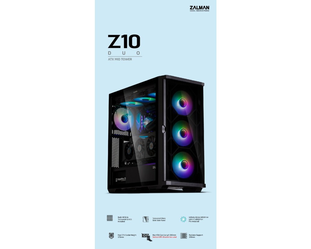 Кутия Zalman EATX - Z10 DUO - Mesh/Tempered Gl... 3