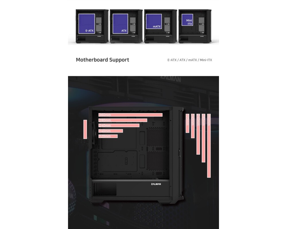 Кутия Zalman EATX - Z10 DUO - Mesh/Tempered Gl... 13