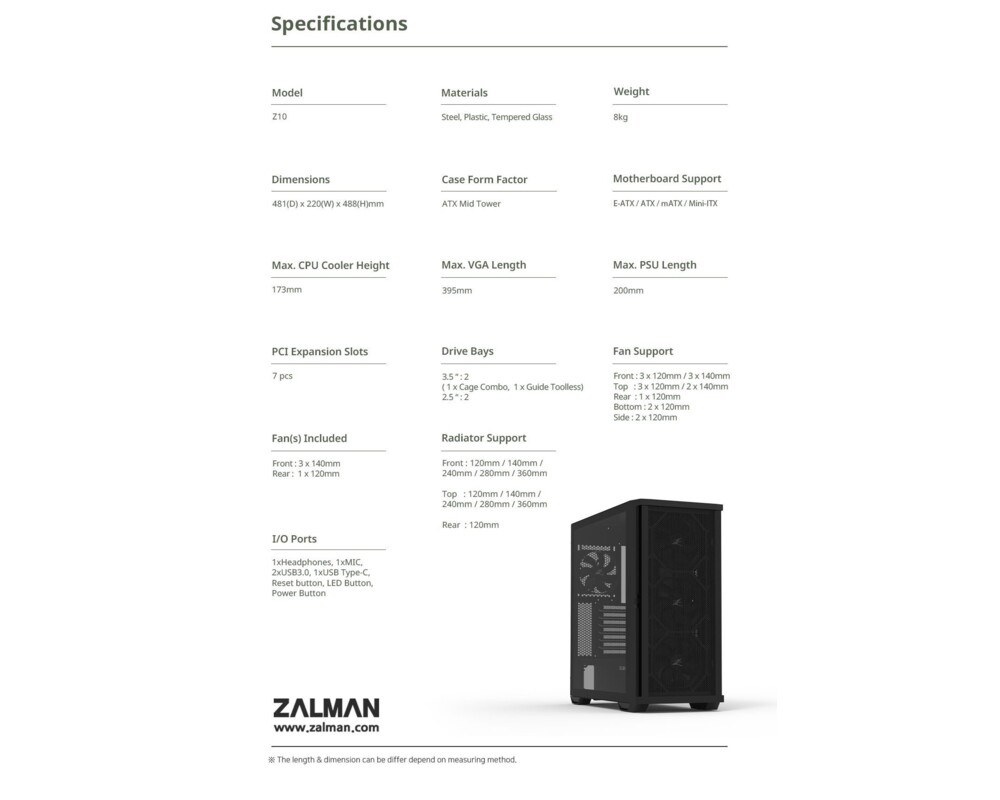Кутия Zalman EATX - Z10 - Mesh 19