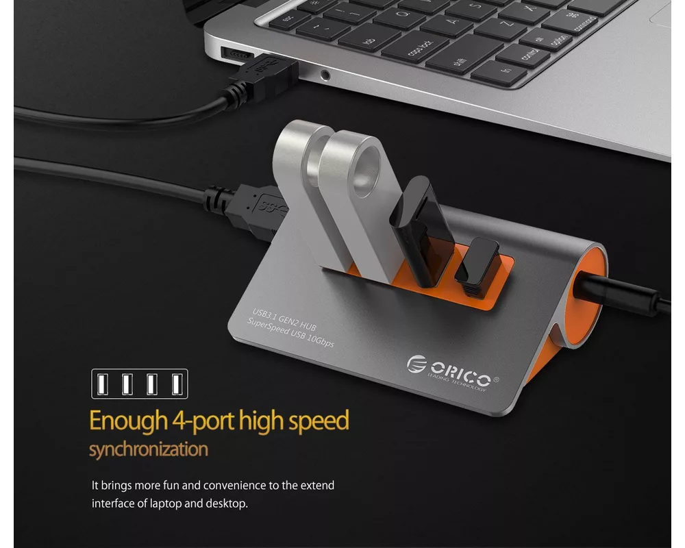 USB хъб Orico USB 3.1 Gen2 10Gbps HUB 4 port Alu... 8