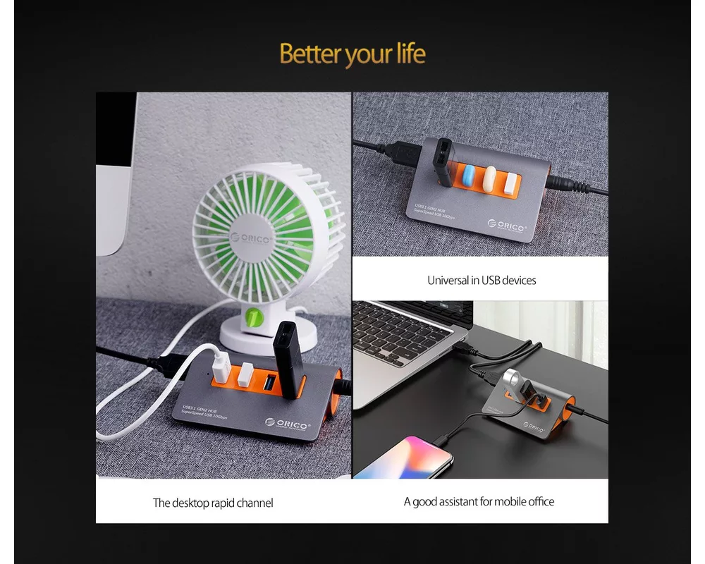 USB хъб Orico USB 3.1 Gen2 10Gbps HUB 4 port Alu... 11