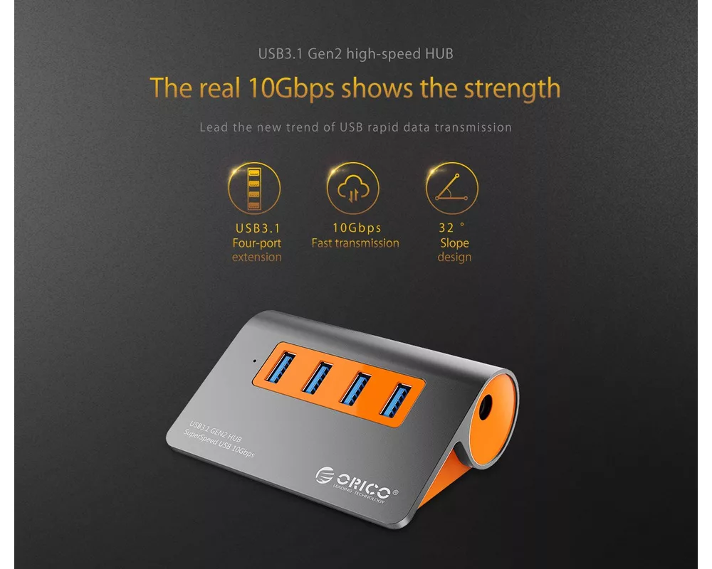 USB хъб Orico USB 3.1 Gen2 10Gbps HUB 4 port Alu... 6