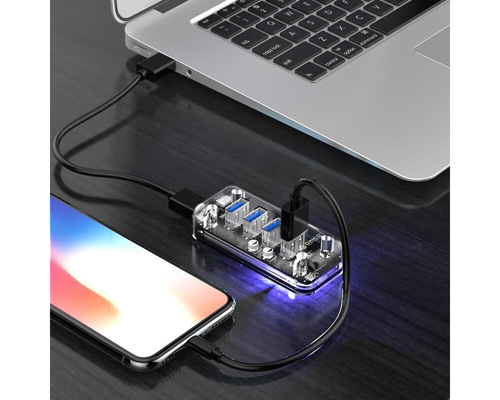 USB хъб Orico USB3.0 HUB 4 port Transparent - F4... 4