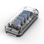 <span>USB хъб</span> Orico USB3.0 HUB 4 port Transparent - F4... <span class='catalog-num-in-name'>F4U-U3-CR-BP</span> - 