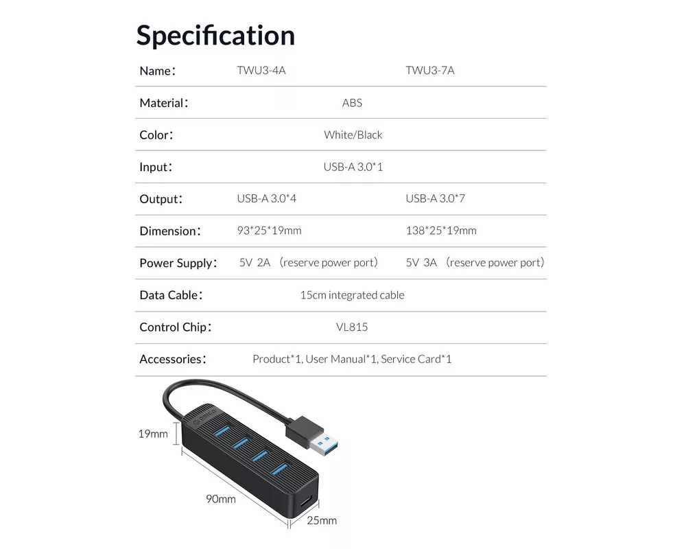 USB хъб Orico USB3.0 HUB 4 port - Type C input 17
