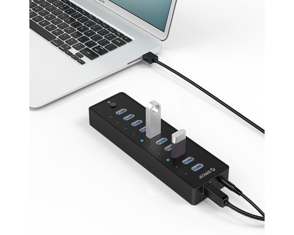USB хъб Orico USB3.0 HUB 10 port with Premium Power Adapter 3