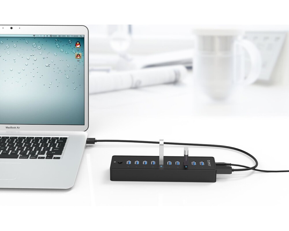 USB хъб Orico USB3.0 HUB 10 port with Premium Power Adapter 12