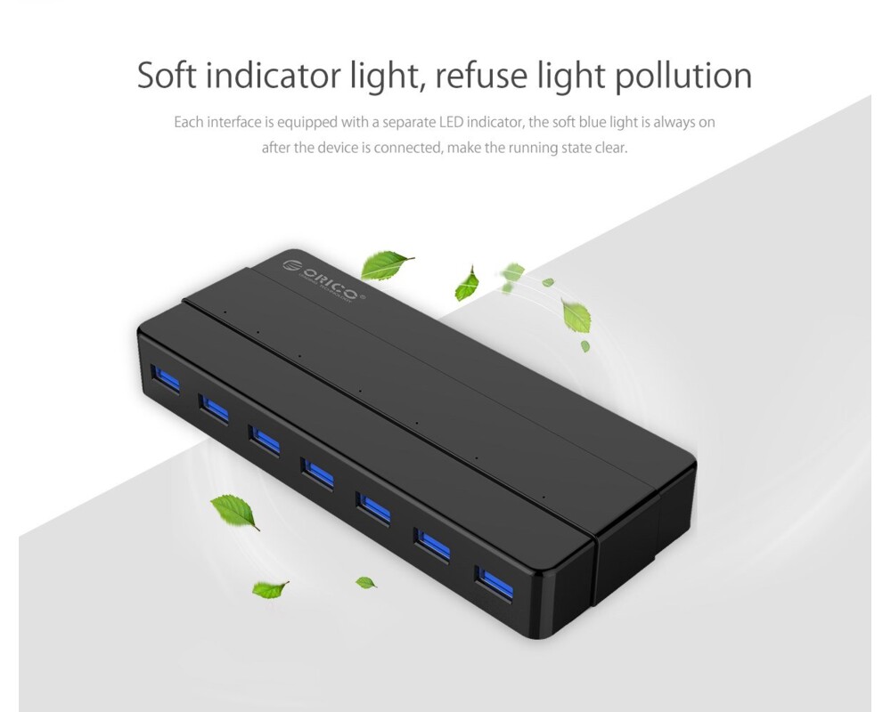 USB хъб Orico USB3.0 HUB 7 port with Premium Power Adapter 13