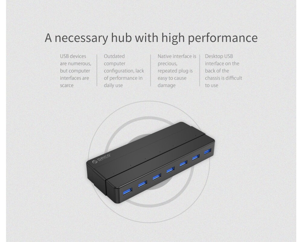 USB хъб Orico USB3.0 HUB 7 port with Premium Power Adapter 7