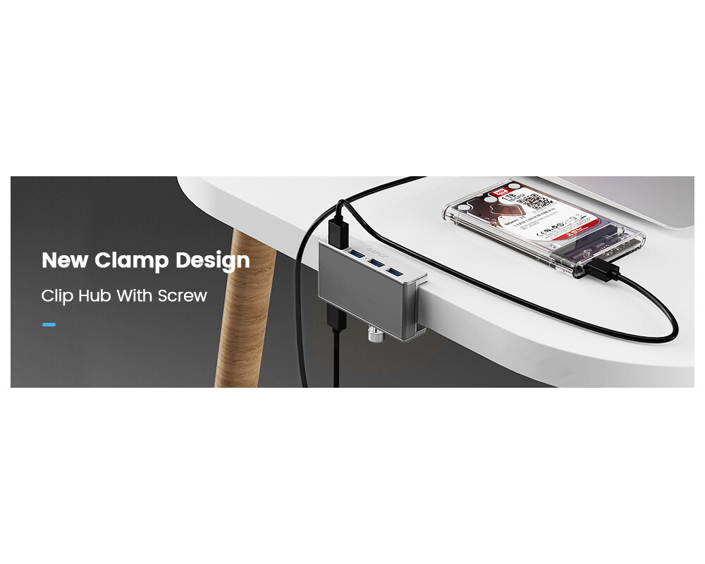 USB хъб Orico USB 3.0 HUB Clip Type 4 port - aux Micro-USB power input 2