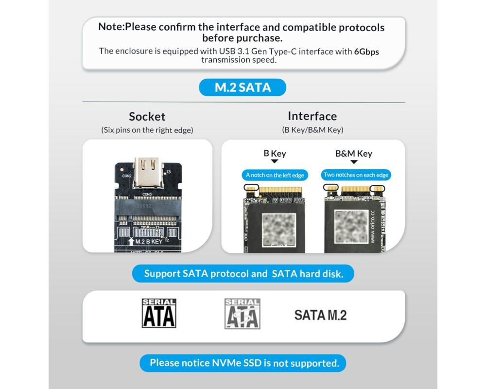 Аксесоар за съхранение Orico външна кутия за диск Storage - Case - M.2 NVMe M key - USB3.1 Gen2 Type-C 4