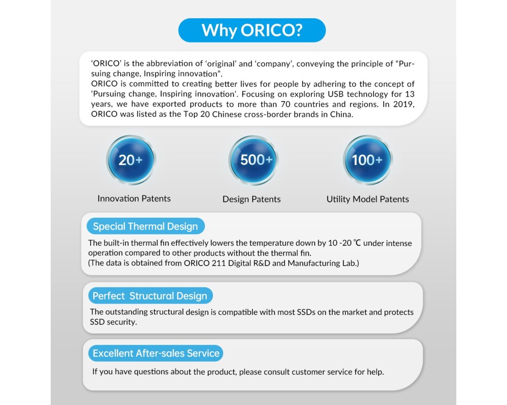 Аксесоар за съхранение Orico външна кутия за диск Storage - Case - M.2 NVMe M key - USB3.1 Gen2 Type-C 24