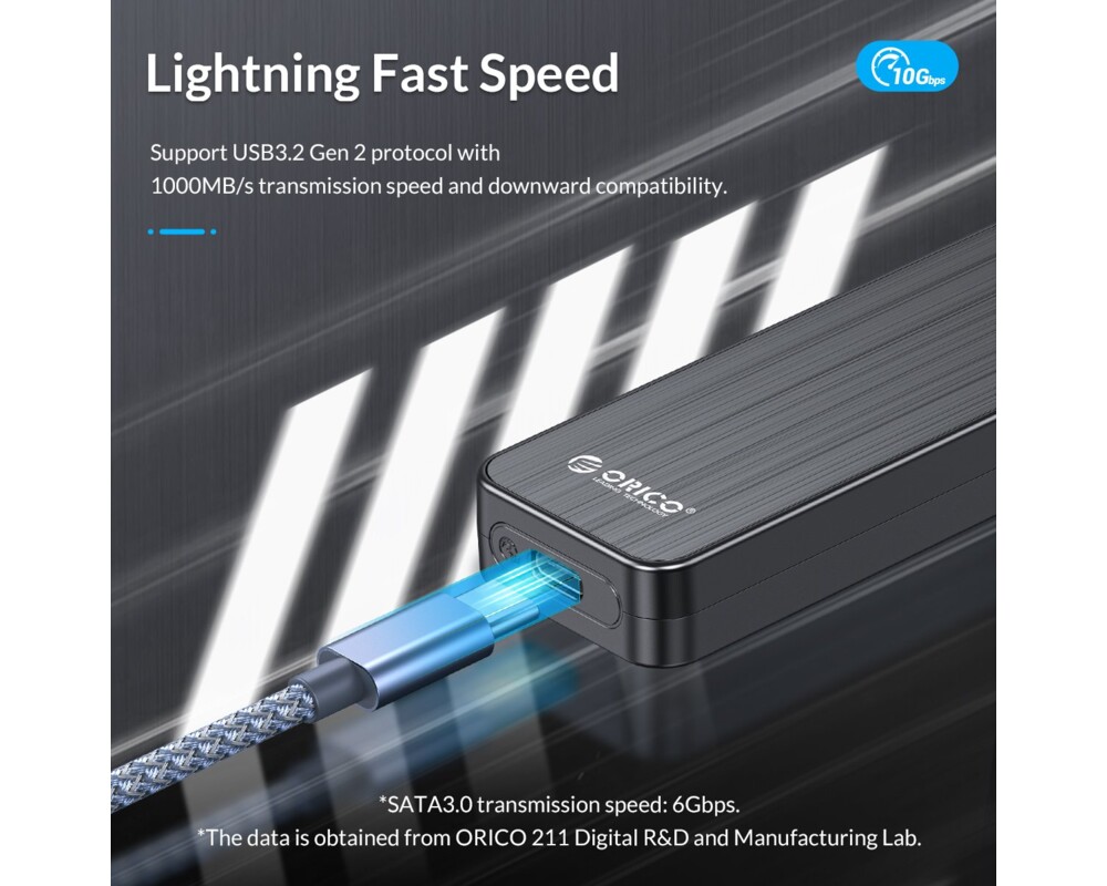 Аксесоар за съхранение Orico външна кутия за диск Storage - Case - M.2 NVMe M key - USB3.1 Gen2 Type-C 10
