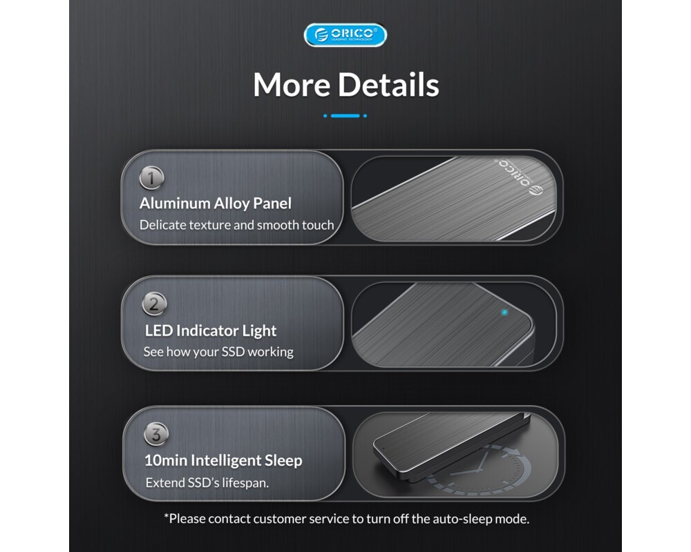 Аксесоар за съхранение Orico външна кутия за диск Storage - Case - M.2 NVMe M key - USB3.1 Gen2 Type-C 20