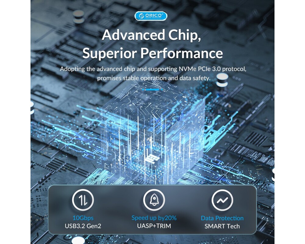 Аксесоар за съхранение Orico външна кутия за диск Storage - Case - M.2 NVMe M key - USB3.1 Gen2 Type-C 11