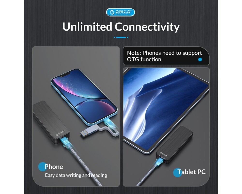 Аксесоар за съхранение Orico външна кутия за диск Storage - Case - M.2 NVMe M key - USB3.1 Gen2 Type-C 14