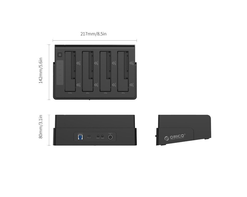 Аксесоар за съхранение Orico докинг станция Storage - HDD/SSD Dock/Duplicator - 4x 2.5 and 3.5 inch USB3.0 5