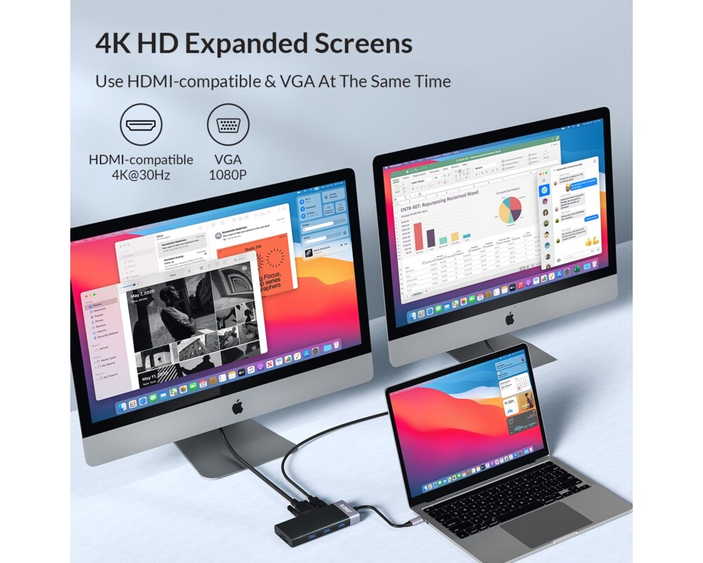 Докинг станция Orico Type-C Docking Station Power Distribution 3.0 87W - HDMI 10