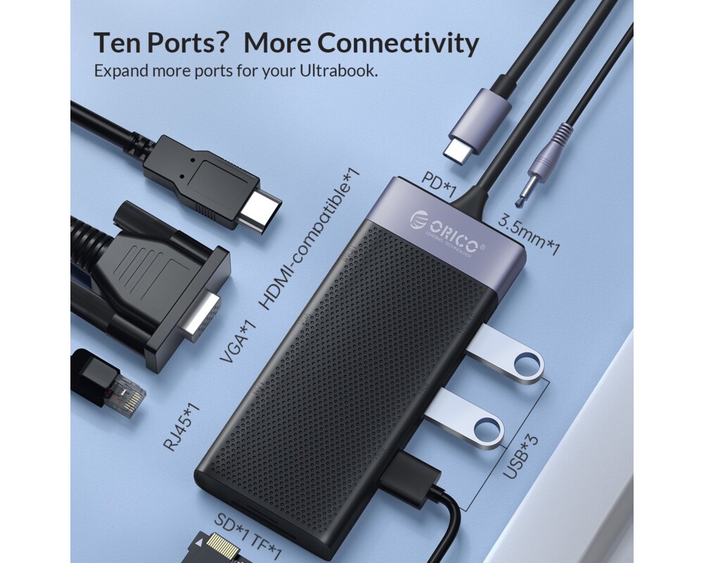 Докинг станция Orico Type-C Docking Station Power Distribution 3.0 87W - HDMI 7