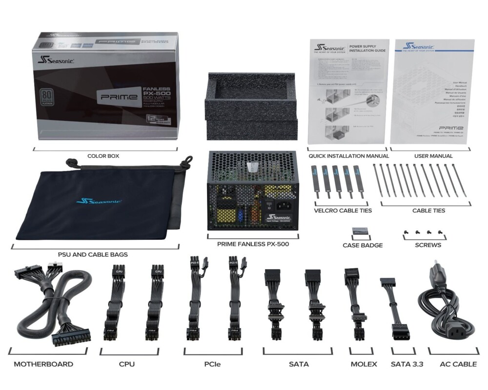 Захранване Seasonic безвентилаторно 500W Fanless -... 10