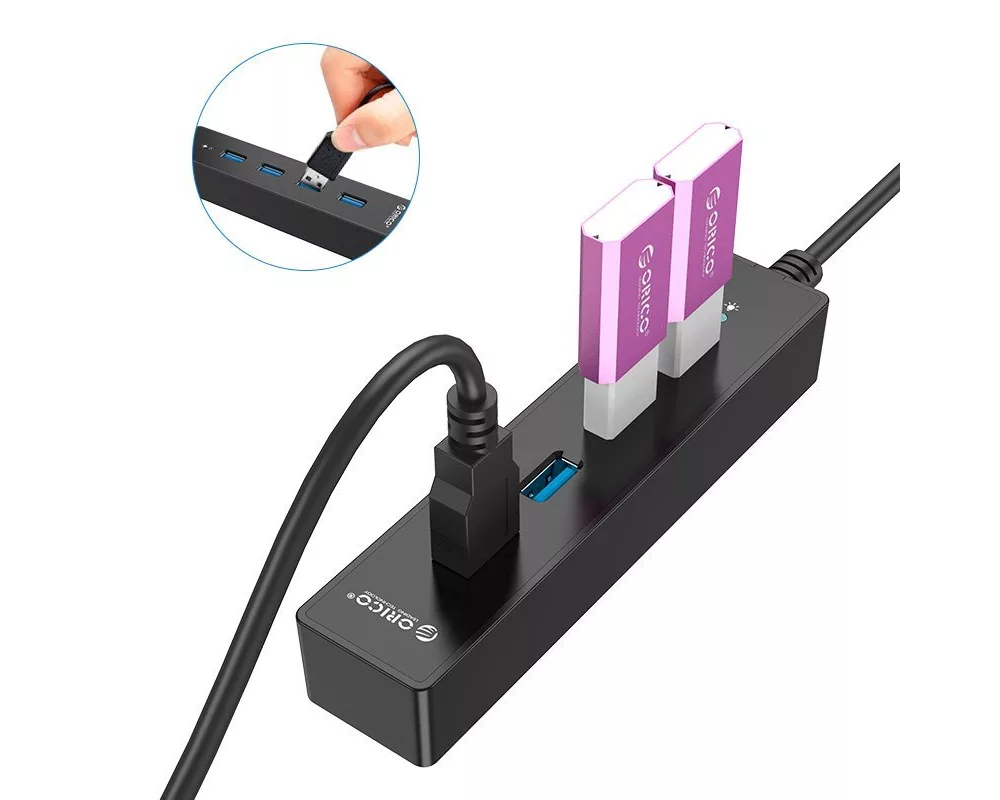 USB хъб Orico USB3.0 HUB 4 port black - W8PH4-U3... 5