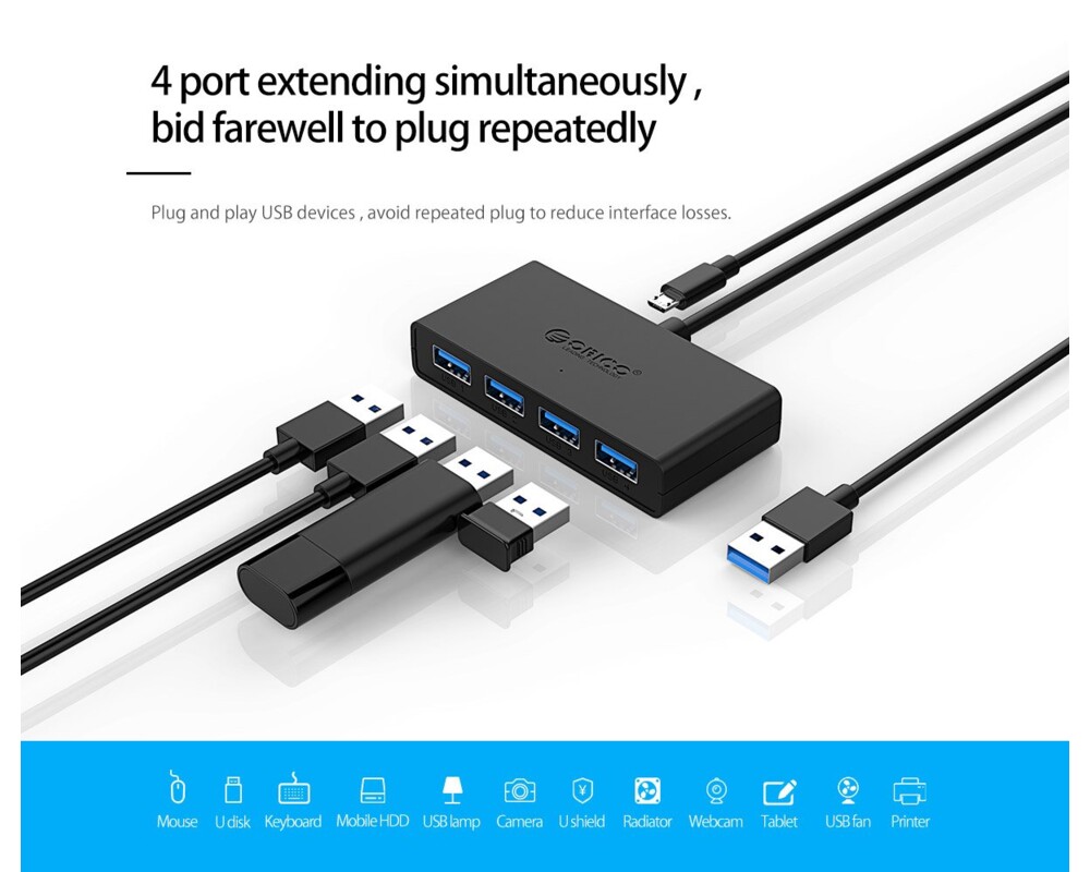 USB хъб Orico USB3.0 HUB 4 port 7
