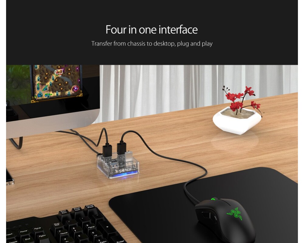 USB хъб Orico USB3.0 HUB 4 port transparent 14