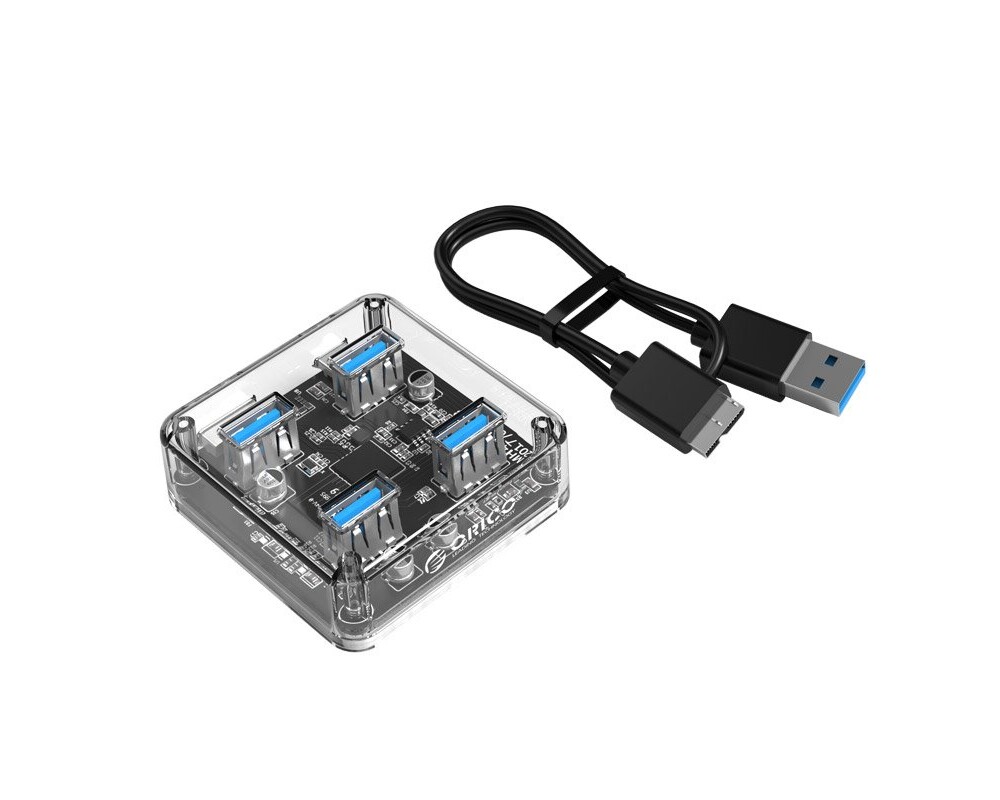 USB хъб Orico USB3.0 HUB 4 port transparent 5