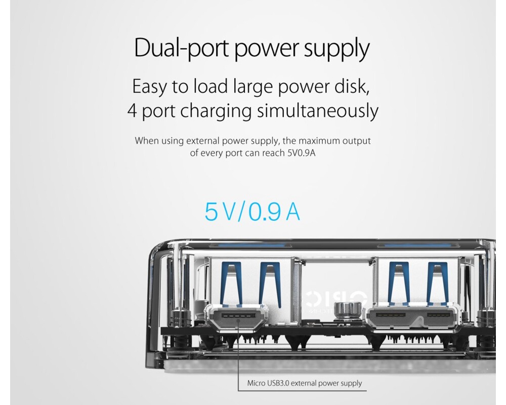 USB хъб Orico USB3.0 HUB 4 port transparent 9