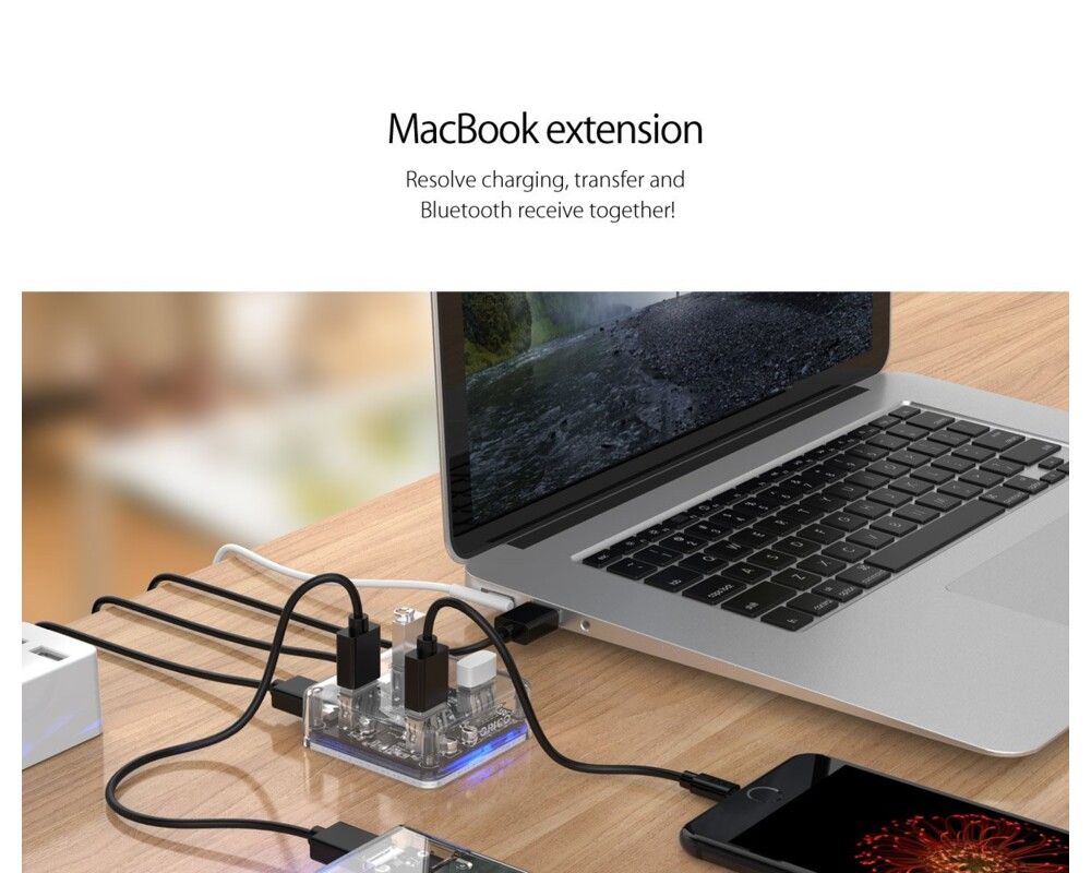 USB хъб Orico USB3.0 HUB 4 port transparent 15