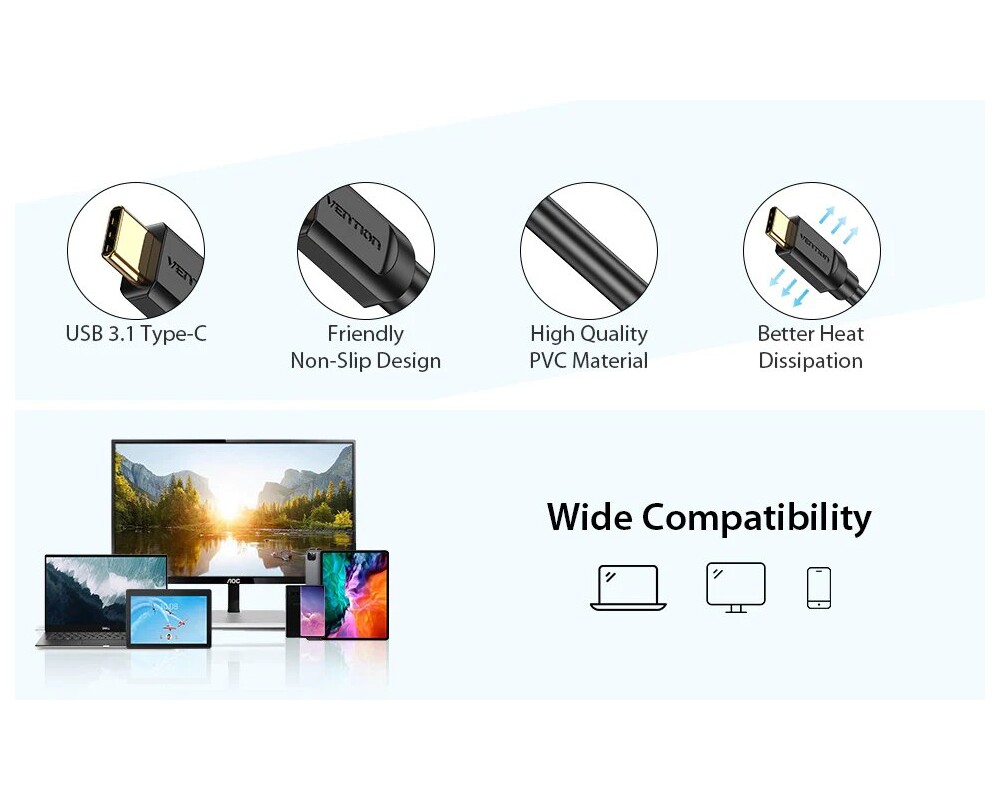 Кабел Vention кабел Cable Type-C to HDMI - 2.0... 7