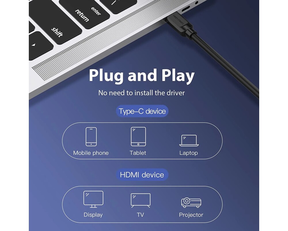 Кабел Vention кабел Cable Type-C to HDMI - 2.0... 11