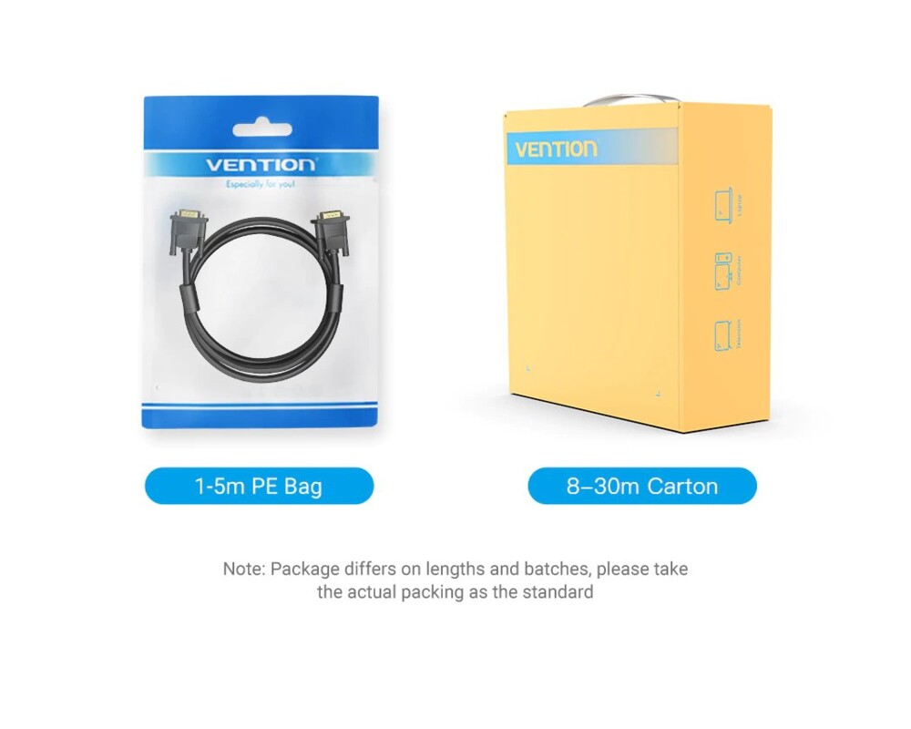 Кабел Vention Кабел за монитор Cable VGA HD15 M / M 2.0m Gold Plated 13