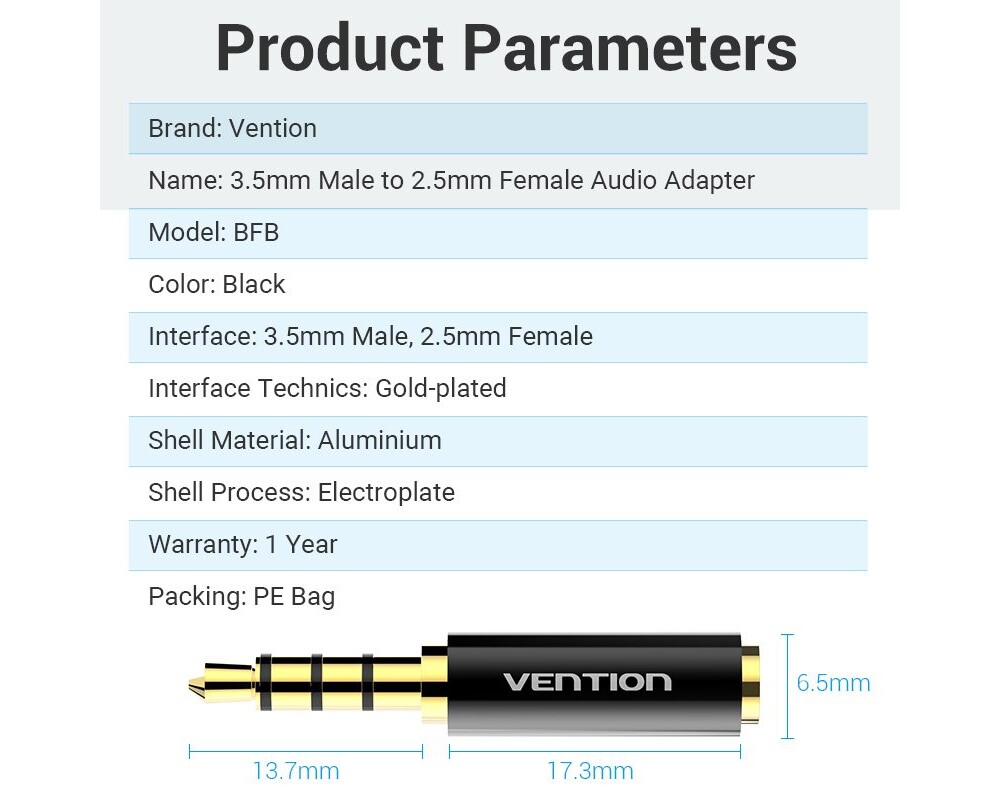 Адаптери Vention адаптер Adapter Audio 3.5mm M /... 11